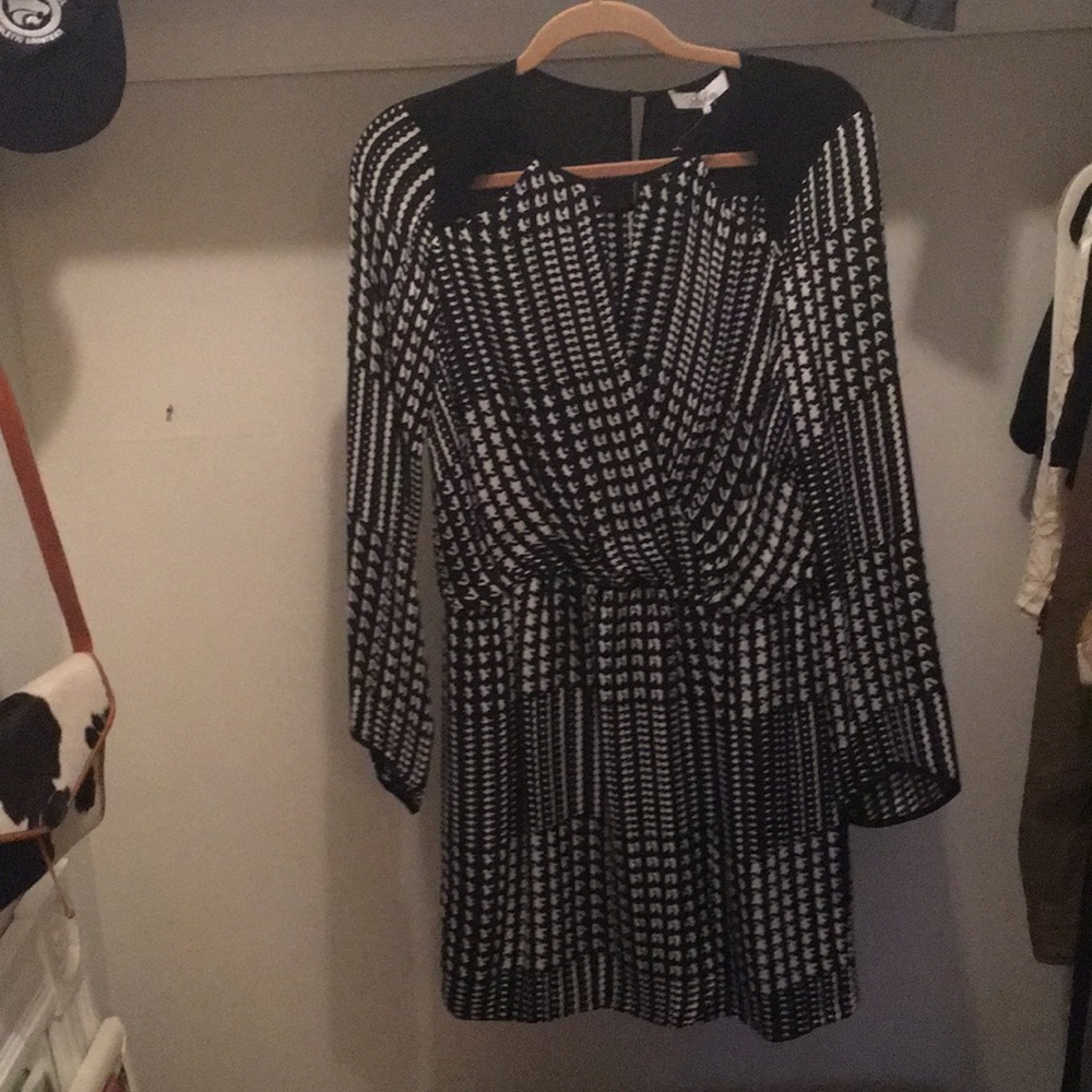 Parker black and white long sleeve dress